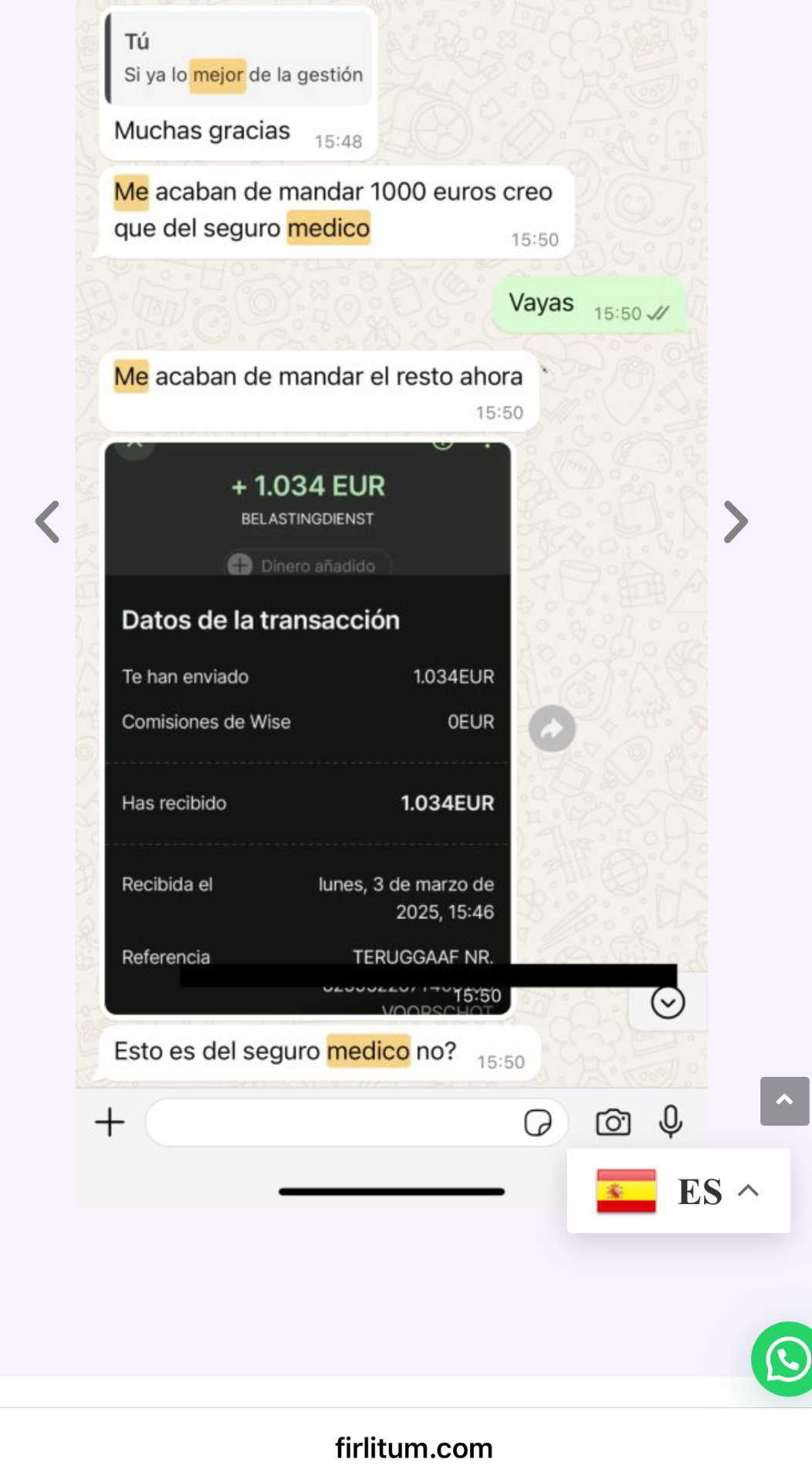 Captura real de reseña de un cliente de Firlitum en Instagram