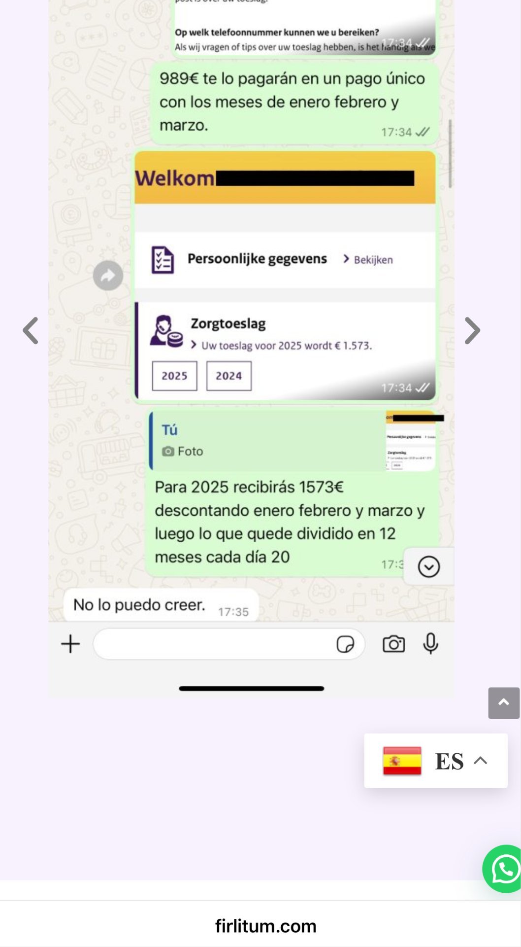 Captura real de reseña de un cliente de Firlitum en Instagram
